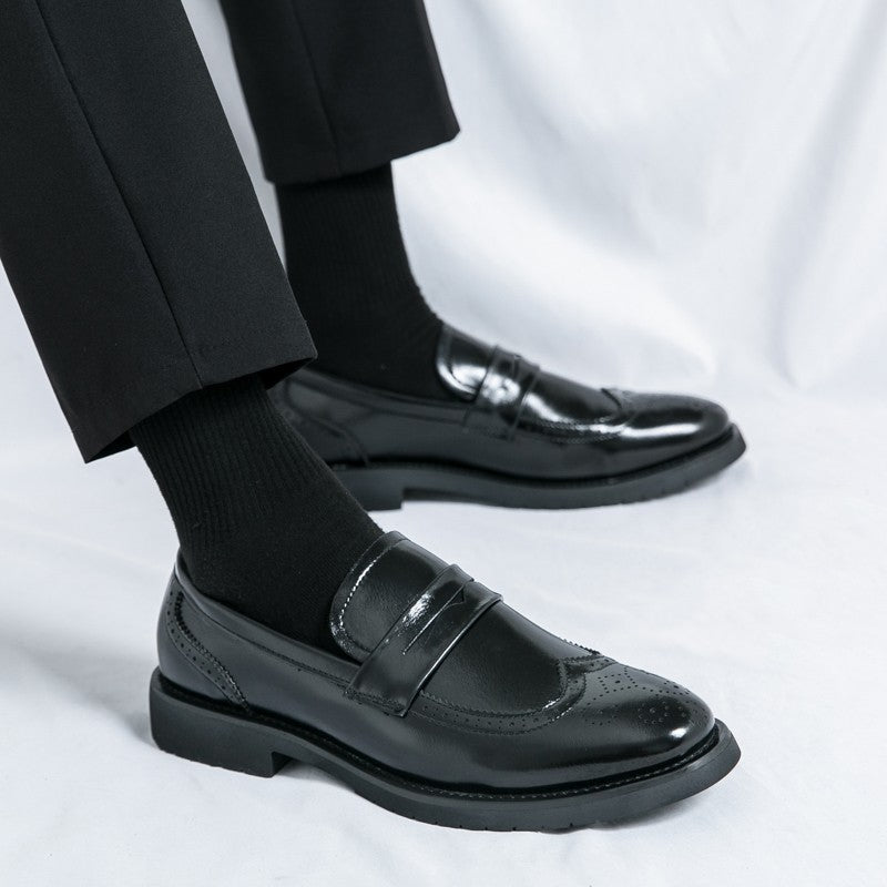 Men's Autumn Casual Leather Shoes Business Lazy Wedding Work Formal Comfortable Breathable Leather Footwear for Men