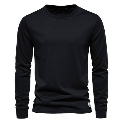 AIOPESON Solid Color Cotton T Shirt Men Casual O-neck Long Sleeved Mens Tshirts Spring Autumn High Quality Basic T-shirt Male