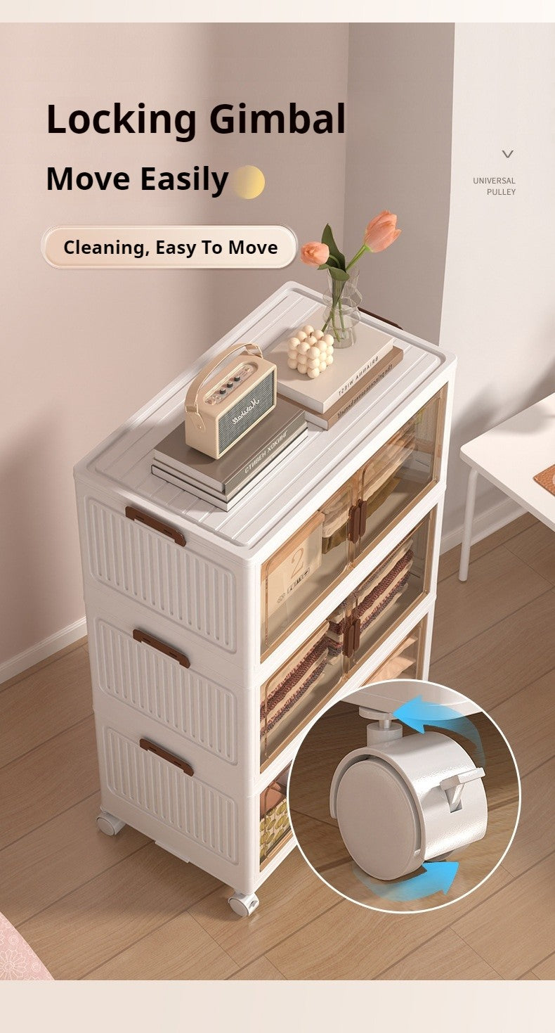 Large Volume Multifunction Folding Living Room Cabinet Closet Organizer With Wheel Stackable Sundries Large Capacity Storage Box