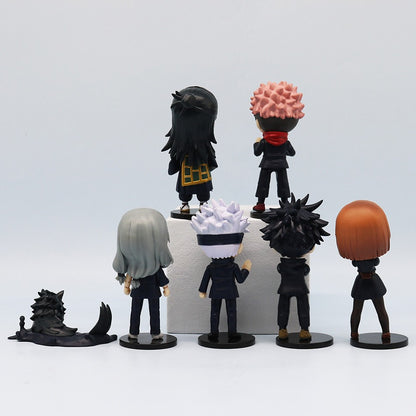 7 Peças/Pacote Q Posket Jujutsu Kaisen 9cm Boneco Satoru Gojo Itadori Yuji Geto Suguru Nobara Megumi Coleção Personagens Enfeites