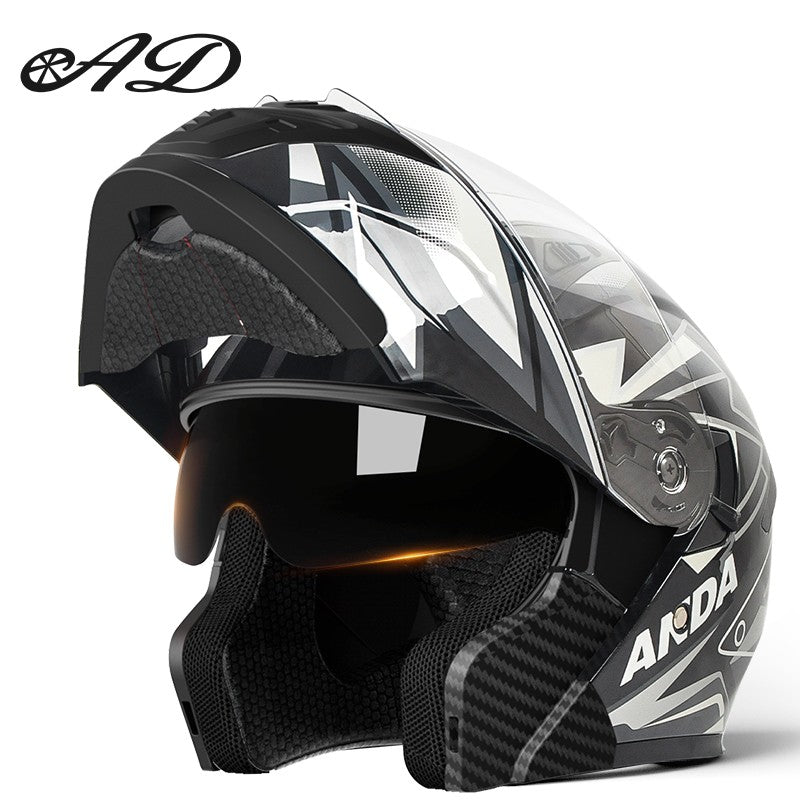 AD Capacete integral descoberto para homens, outono e inverno, quente, para motociclismo, indispensável