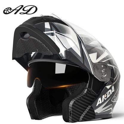 AD Capacete integral descoberto para homens, outono e inverno, quente, para motociclismo, indispensável