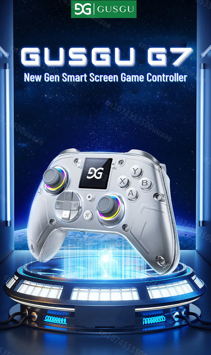 GUSGU G7 1.44-inch Smart Screen Wireless Controller 3 Modes for Switch PS4 IOS Android TV PC Tesla Gamepad, Same Product for X01