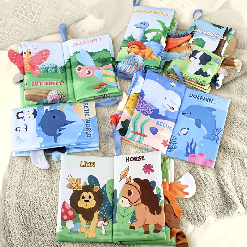Cloth Books Toys Sensory toys, cloth crepe soft books Baby Prone time toys, Stroller toys Ocean Forest Flying Animals