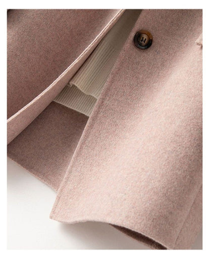 100% Pure Wool Woolen Coat Women 2025 Autumn Winter Suit Wool Overcoat Thin Cashmere Two-sided Jacket Suit Collar Outwear Female