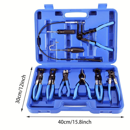 Conjunto de 9 Alicates de Abraçadeira de Mangueira de Longo Alcance para Mangueiras de Combustível, Óleo e Água, Ferramentas Automotivas, Alicates de Abraçadeira de Mangueira para Combustível, Óleo e Água