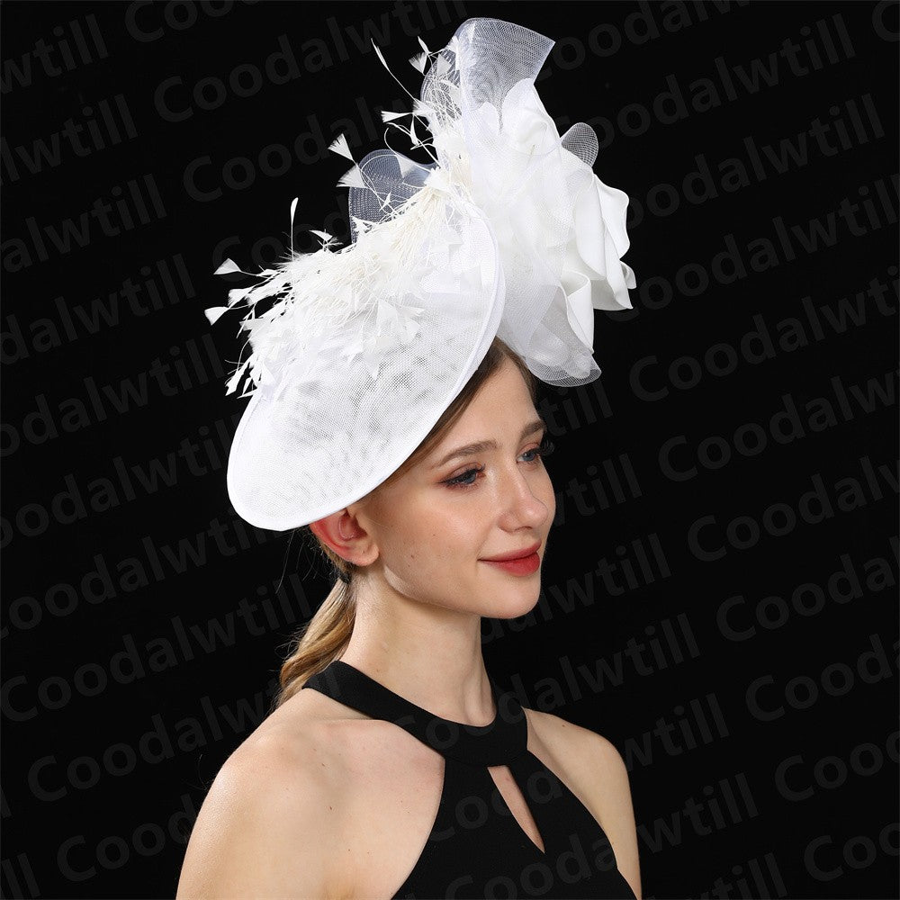 Big Flower Wedding Fascinator Hat Women Formal Party Tea Headpiece Ladies Cocktail Church Chapeau Cap Headband Woman Millinery