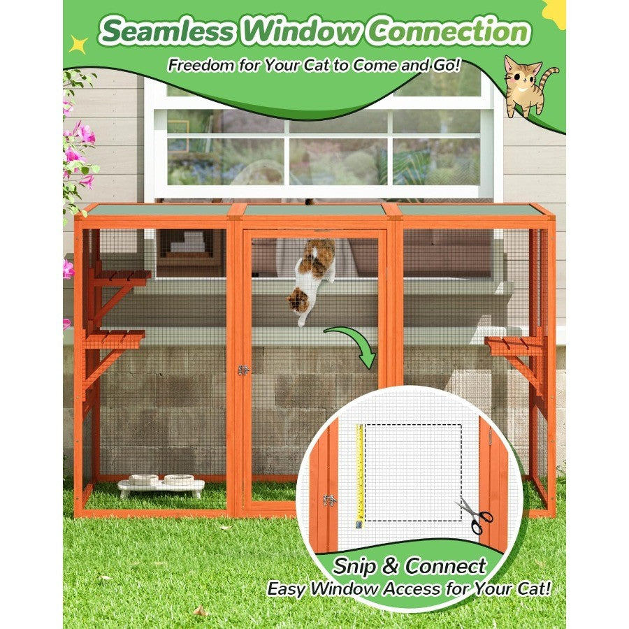 Catio Recinto Externo para Gatos 71 para Gatos no Pátio Grande Gaiola para Gatos à Prova de Intempéries com Acesso à Janela Ideal para Relaxamento ao Ar Lívre