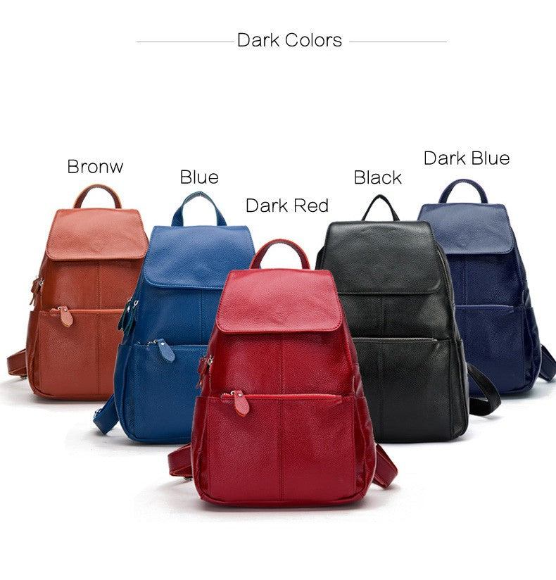 Zency Mochila Feminina Elegante Preta Branca Couro Genuíno Qualidade A++ Antifurto Grande Capacidade Mochila de Viagem Designer