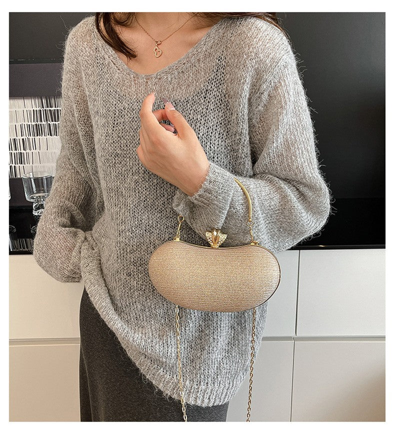 Luxury Shiny Evening Bag for Women Elegant Diamonds Buckle Exquisite Metal Handel Chain Clutch Bag Sparking Sequined Party Bags