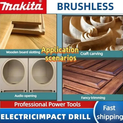 Makita DRT50 Tupia Sem Fio Recarregável com Motor Brushless para Entalhar e Fresar Madeira, Máquina de Chanfrar Portátil