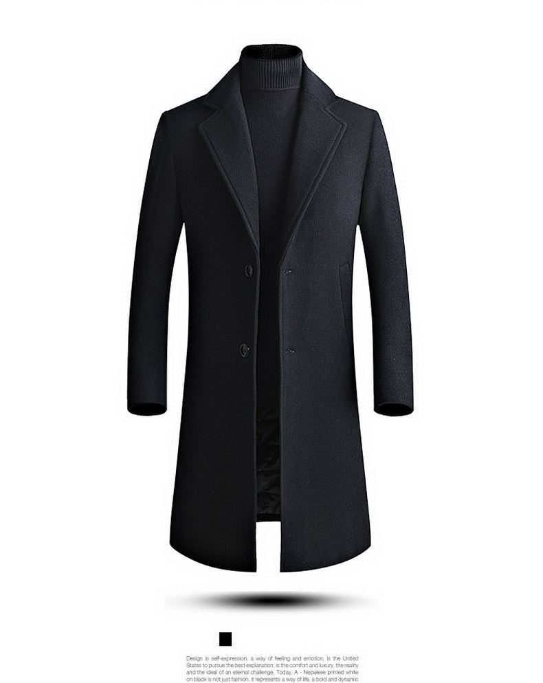 Woolen overcoat for men, fashionable middle-aged mid-length business casual windbreaker, men's woolen coat