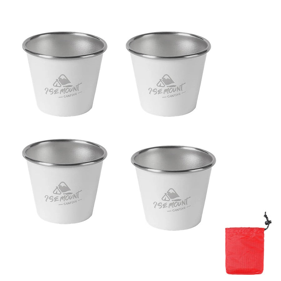Conjunto de 4 Canecas de Aço Inoxidável, para Acampamento ao Ar Livre, Caneca de Café Empilhável para Viagem, Piquenique, Churrasco, Caminhada - Presente de Feriado