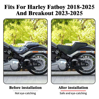 Banco do passageiro do motorista de duas pessoas da motocicleta Selim do piloto Banco dianteiro e traseiro para Harley Softail Fat Boy 2018-2025 Breakout FXBR 2023-25