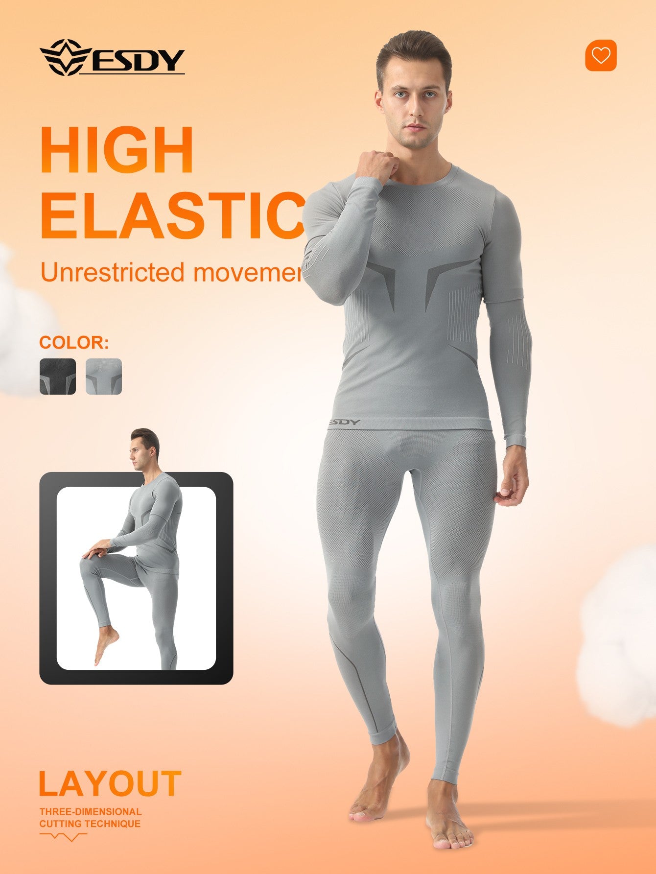 Esdy 1 Set Men's Winter Thermal Suit Outdoor Sports Thermal Underwear Tights Suit Winter Outdoor Hiking Coldproof Thermal Suit