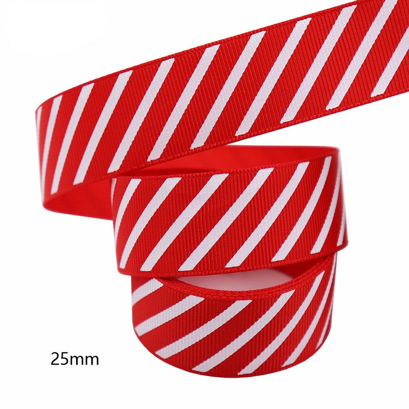 Diagonal Striped Thread Ribbon, 10 Yards Carnival Gift Box Packaging Ribbon for Holiday Scene Christmas Decoration