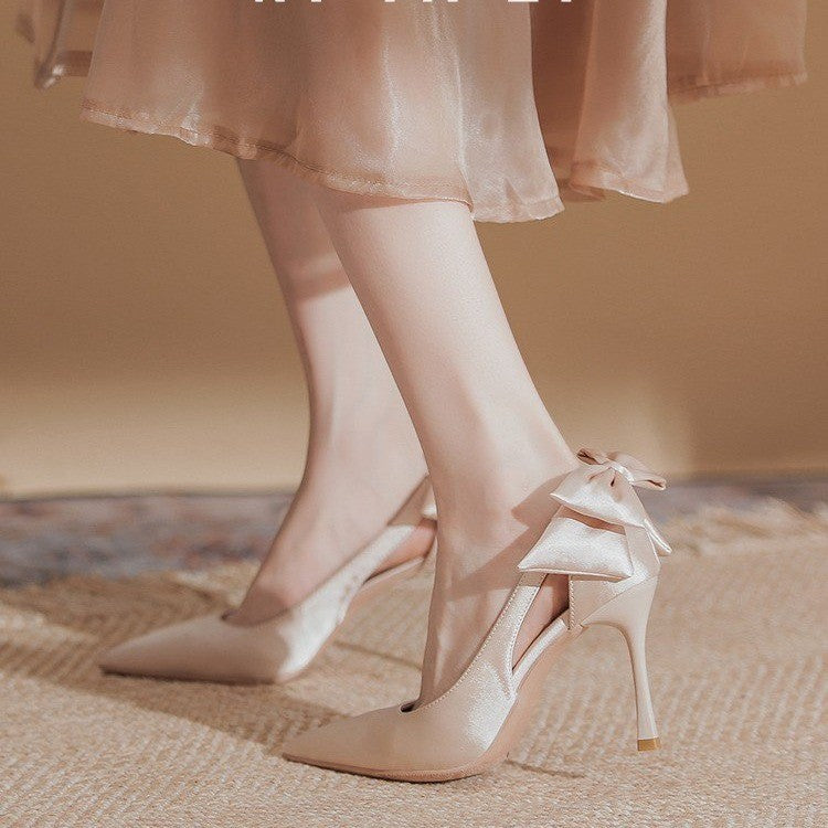 Wedding Heels Women Luxury Brand Design String Bead Pearls High Heels Ladies Sexy Elegant Pointed Toe White Black Pumps2025