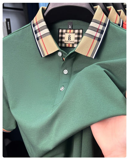 Luxury brand short sleeve polo shirt men fashion simple solid color summer new mercerized cotton breathable casual lapel T shirt