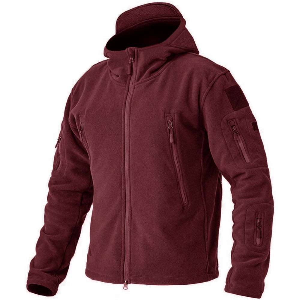 TACVASEN Winter Hooded Coats Mens Fleece Jackets Full Zip Up Multi-Pockets Fishing Hiking Climbing Outerwear Causal Parka Tops