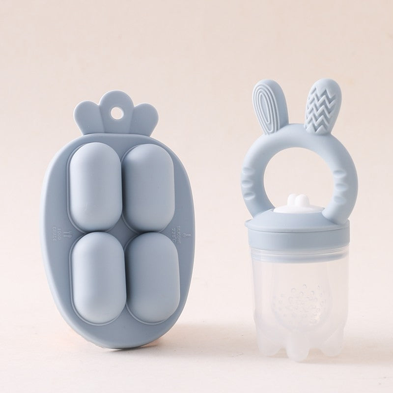 Silicone Baby Fruit Feeder With Cover Fruit Vegetable Food Supplement Bite Soother Nibbler Feeding Tableware Teething Pacifier