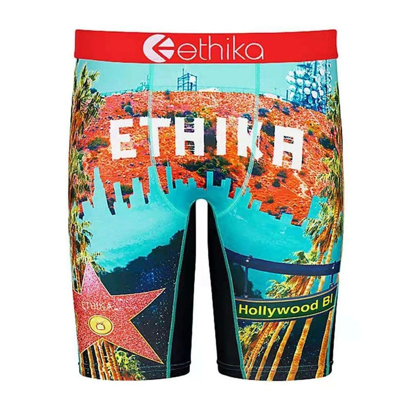 ETHIKA Sexy Fashion Print Men Underwear Boxer Cueca Male Panties Lingerie Man Underpants Panty Boxers Briefs Mens Shorts S-XXXL
