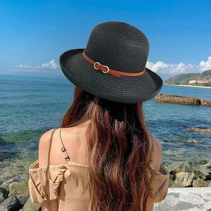 Chapéu de Palha Trançado da Moda Revelando o Rosto Chapéu de Praia Pequeno com Proteção Solar Chapéu Respirável para Sombra do Sol Viagem