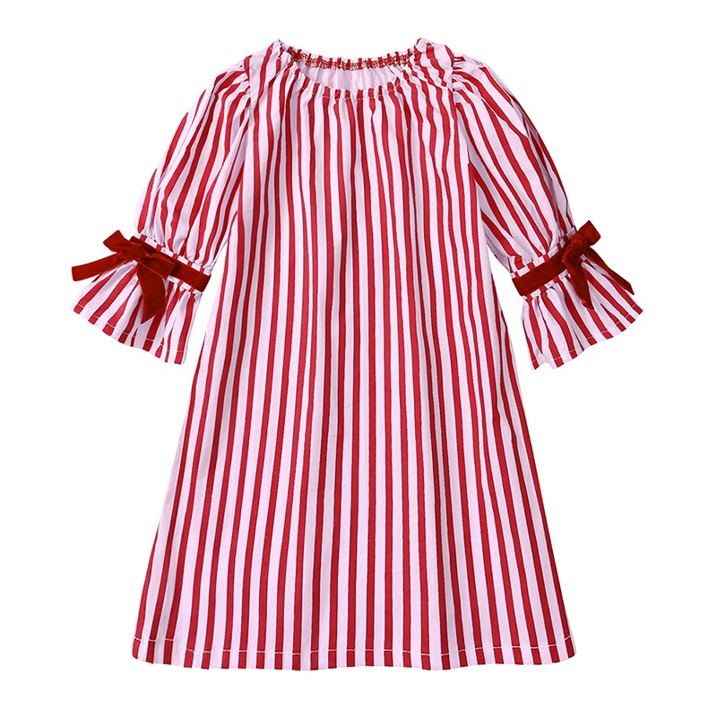 2025 Christmas Costume Child Pajamas Kid Clothes Sets Boy Girl Loungewear Suit Stripe 100% Cotton Toddler Homewear Night Dresses