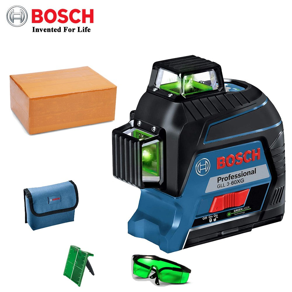 Nível a Laser Verde Bosch 12 Linhas 360 Nível a Laser GLL3-60XG Projeção de Linha de Marcação para Decoração Residencial Nível a Laser para Exterior