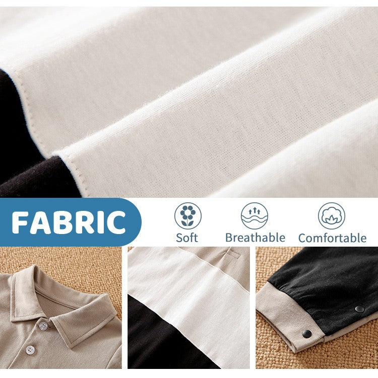 Newborn Clothing Casual Color Blocking Polo Shirt Cotton Comfortable And Soft Spring And Autumn Long Sleeved 0-18 Baby Jumpsuit