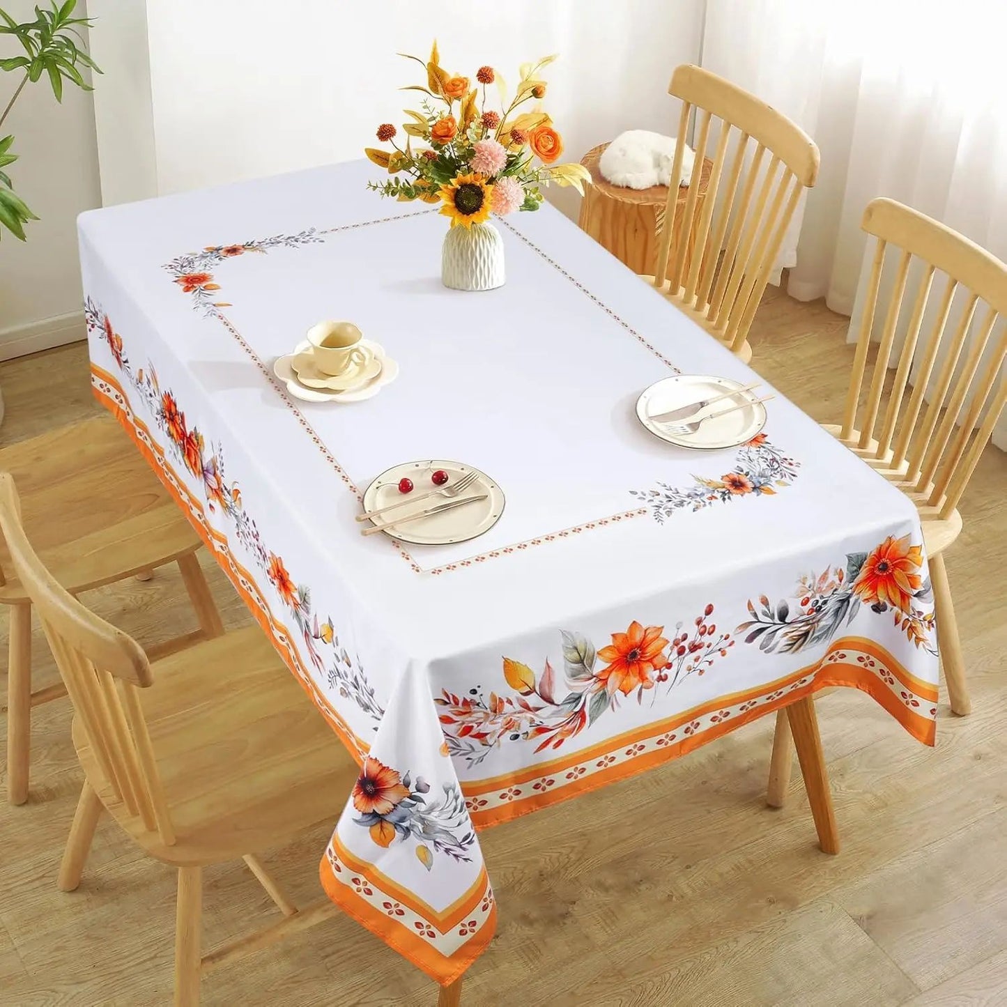 Autumn Maple Leaf Rectangle Tablecloth Table Decor Thanksgiving Waterproof Table Cloth for Wedding Party Thanksgiving Decoration