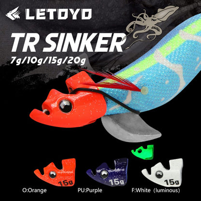 LETOYO 2PCS EGI Luminoso para ponta de corrida isca de lula TR Sinker peso eging para Polvo Tinta Choco acessórios de pesca marítima