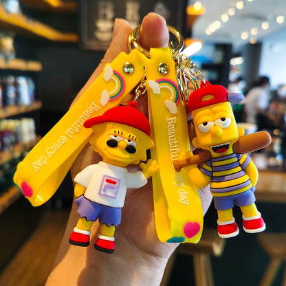 Chaveiro Os Simpsons Desenho Animado Silicone Pingente Chaveiro Mochila Enfeite Moda Casal Chaveiro Carro Jóias Acessórios Presentes