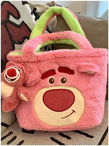 Disney Winnie Bear Turn Into Tigger Plush Handbag Cartoon Reversible Lotso Change To Alien Plush Doll Bag Xmas Women Girls Gift