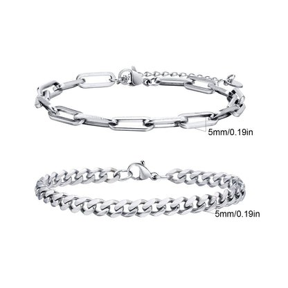 2 Pulseiras Masculinas de Corrente, Aço Inoxidável Prata Ouro Cor Preta, Corrente de Corda Torcida, Pulseira, Correntes Cubanas Modernas de Presente