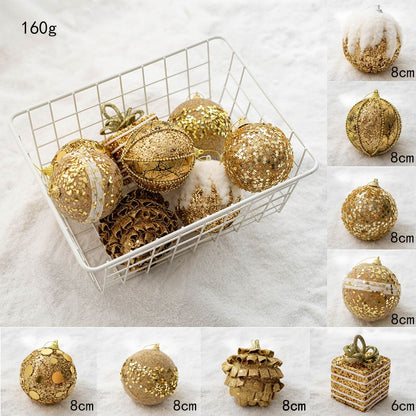 Christmas Ball Painted Ball Golden Silvery Champagne Glitter Stars Christmas Tree Hanging Window Decoration Small Gifts Toys