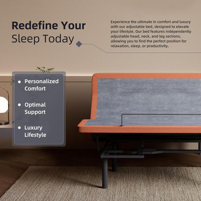 Base Ajustável para Cama Box com Massageador, Inclinação para Travesseiro, Inclinação Ergonômica, Gravidade Zero, Porta USB Dupla, Luz Noturna