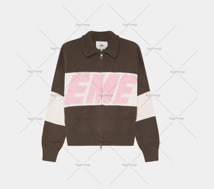 European American Hip-hop Letters Fashion Oversized Casual Double Zipper Cardigan Women Y2K Street Harajuku Loose Sweater Men