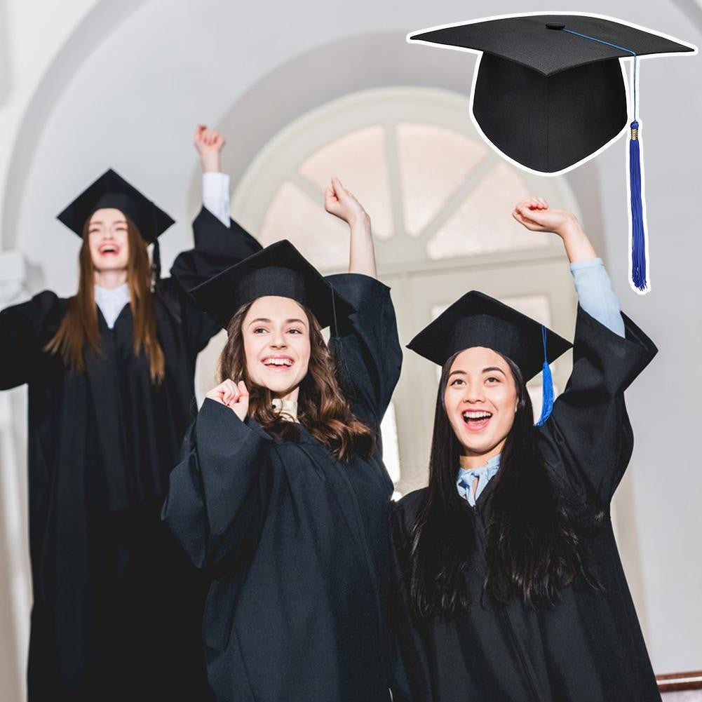 Black Adult Bachelor Caps Graduation Hat for Student 2023 Congratulation Graduation Party Decorations