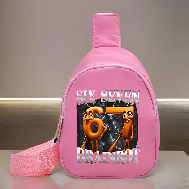 Lightweight Kids Bag for Girl Boy Tung Tung Tung Sahur Funny Meme 6 7 Children's Chest Bag Six Seven Italian Brainrot Purses