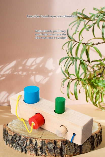 Conjunto de Colunas para Bebês e Crianças Pequenas, Blocos de Construção de Posicionamento, Cordas de Correspondência, Exercício para Bebês, Habilidade de Coordenação Olho-Mão, Brinquedos Educacionais de Madeira para Iluminação da Educação Infantil