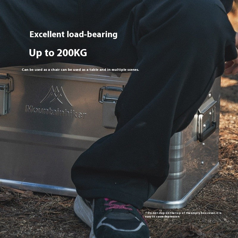 MOUNTAINHIKER Outdoor Storage Box Camping Picnic Travel Aluminum Alloy Large Capacity Box Silver Storage Bag 30-80L