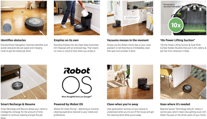 iRobot Roomba j6+ Robô Aspirador de Pó com Esvaziamento Automático – Identifica e Evita Resíduos de Animais de Estimação e Fios, Esvazia-se por Até 60 Dias, Inteligente