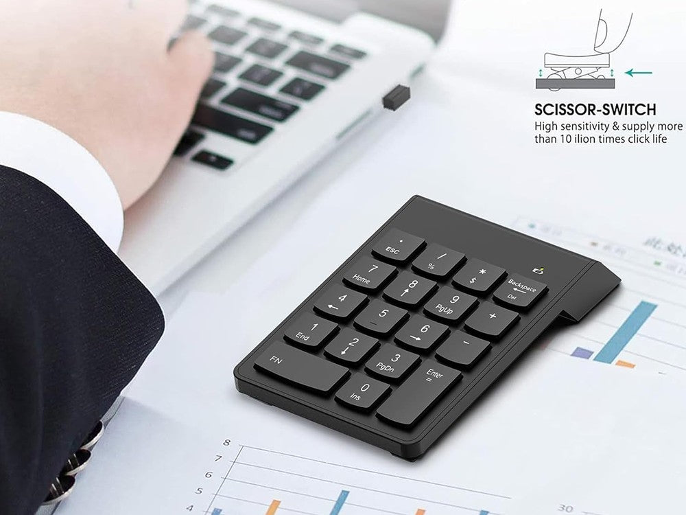 USB Wired Numeric Keypad 18-Key Mini Number Pad Portable 2.4G Wireless Digital Keyboard for IMac MacBook Laptop PC Notebook