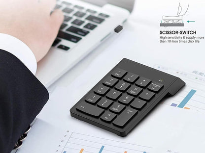 USB Wired Numeric Keypad 18-Key Mini Number Pad Portable 2.4G Wireless Digital Keyboard for IMac MacBook Laptop PC Notebook
