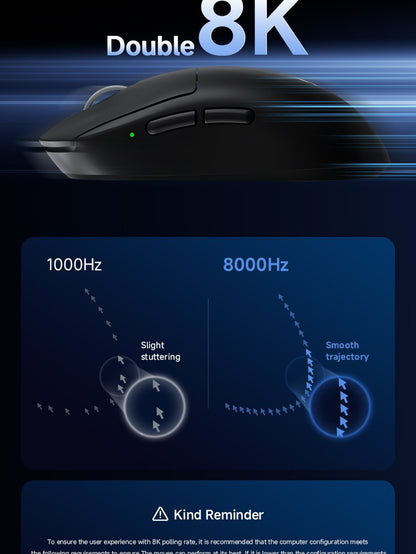 MCHOSE A7 V2 Ultra Gaming Mouse Sensor PAW3950 TI Dual 8000Hz 20000fps 42000DPI 750IPS Revestimento de Vidro Super Deslizante Importado CSGO