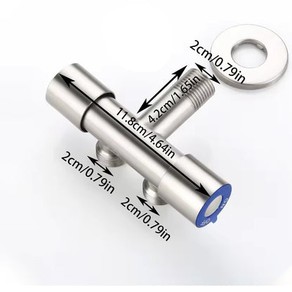 Válvula Angular de Aço Inoxidável Água Fria Simples 1 Entrada 2 Saídas para Banheiro, Vaso Sanitário, Máquina de Lavar, Torneira de Água com Saída Dupla