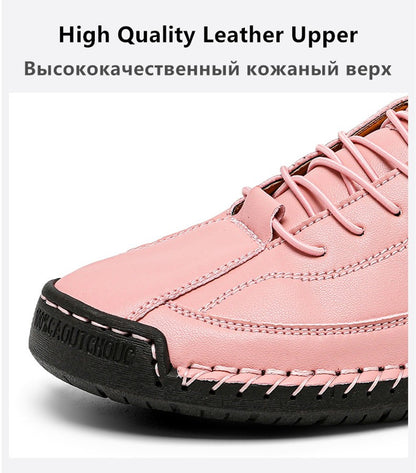 New Fashion Sneakers Handmade Leather Women's Shoes Mid-Top Women Casual Flats Shoes Slip on Loafers Zapatillas De Mujer