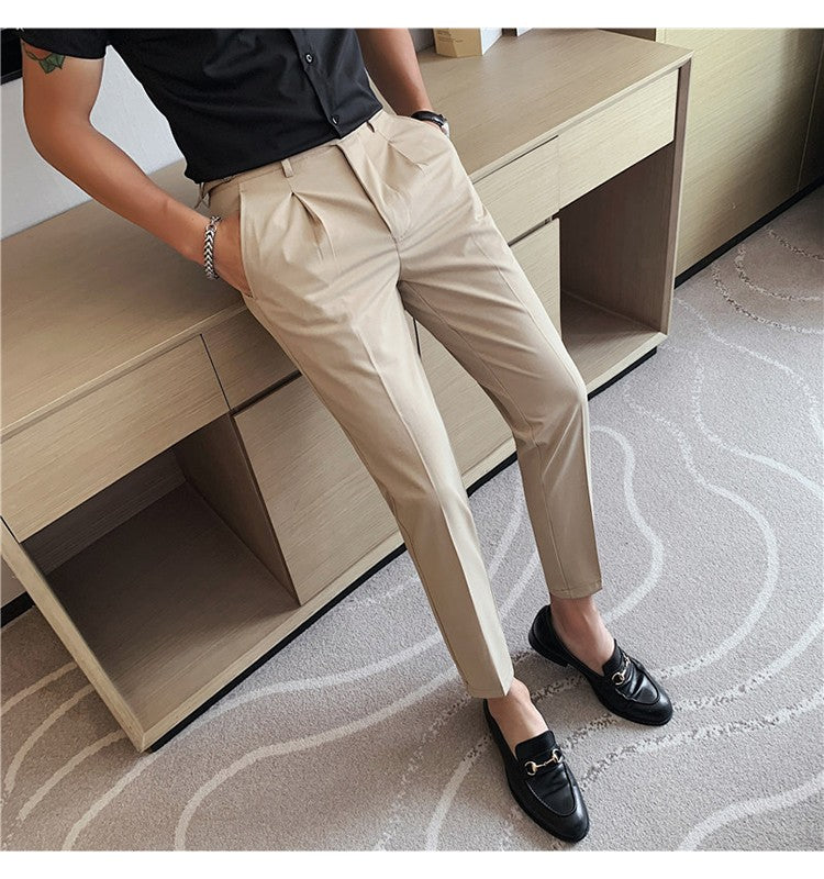 High Quality Elasticity Suit Pants Men Formal Business Office Social Dress Pants Slim Fit Casual Wedding Ankle Trousers Pantalon