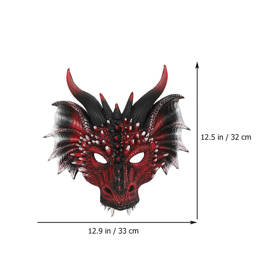 Black and Red Dragon Mask Halloween Cosplay Half Face Mask Masquerade Carnival Demon Adult Horror Carnival Party Props