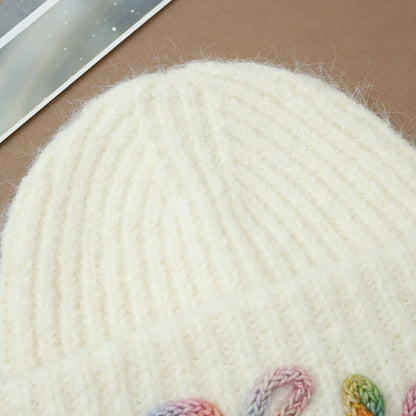 Vintage Embroidered Hats Letter Korean Version Knitted Hat for Autumn and Winter Warm Ear Protection Knitted Hats